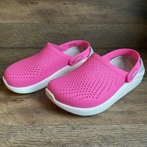 Crocs Literide Clog Beach Sandals Pink White 204592-6QV Womens NWT